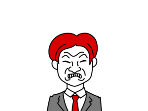 くやしい表情の人
