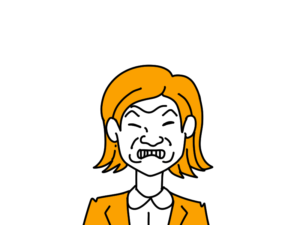 くやしい表情の女性