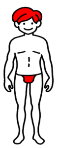 Tタイプのパンツを履いた男性