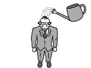 おじさんに水をやって育てるイラスト