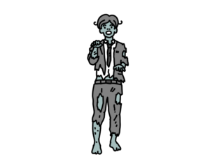 ゾンビ化した男性社員のイラスト