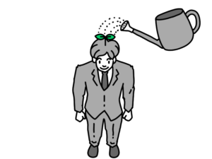 新人に水をやって育てるイラスト