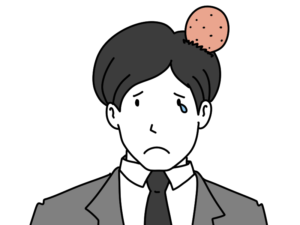 アニメでよく見るタンコブができた男性のイラスト