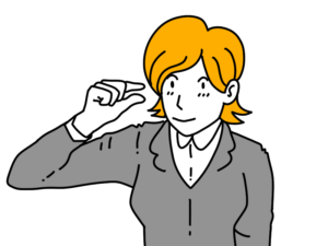 ちょっとだけのポーズをする女性のイラスト