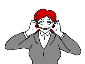 にらめっこをする女性のイラスト
