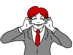 にらめっこをする男性のイラスト