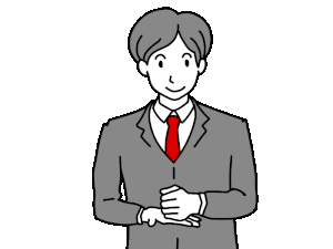 ゴマをする男性の動くイラスト