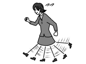 マンガのような走り方をする女性のイラスト