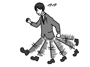 マンガのような走り方をする男性のイラスト