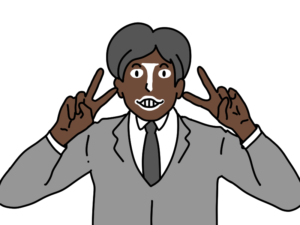 ガングロギャルメイクをする男性のイラスト