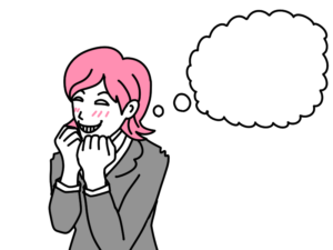 何か良からぬことを考える女性のフキダシイラスト