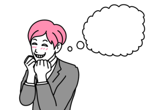 何か良からぬことを考える男性のフキダシイラスト