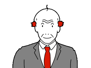首を横に振って否定するおじさんのイラスト