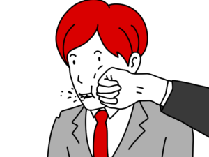 鉄拳制裁を受ける男性のイラスト