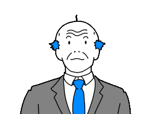 首を縦に振って肯定するおじさんの動くイラスト