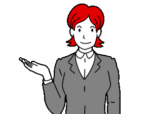 説明をする女性の動くイラスト