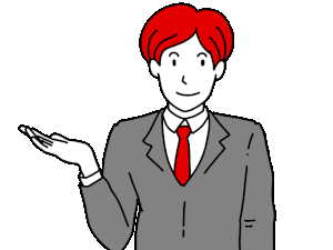 説明をする男性の動くイラスト