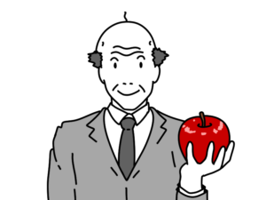 リンゴを持っているおじさんのイラスト