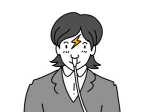 充電ケーブルを鼻に繋いで充電する女性のイラスト