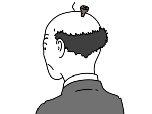 頭にネジが刺さっているおじさんのイラスト