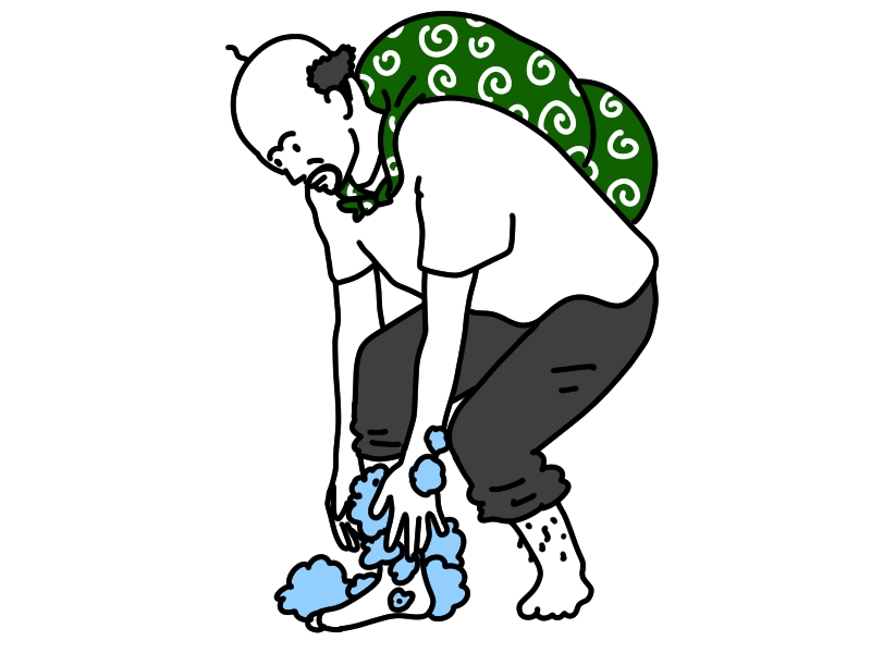 足を洗う泥棒 おもイラ