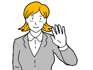 バイバイと手を振る女性の動くイラスト