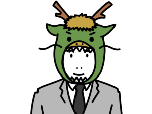 辰年の被り物をする男性のイラスト