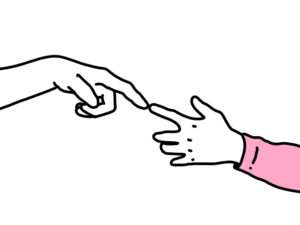 友達の証に人差し指を合わせるイラスト