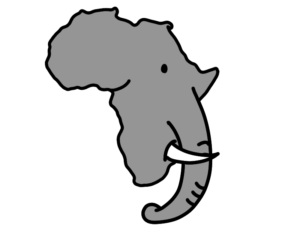 アフリカ大陸の形をしたゾウのイラスト